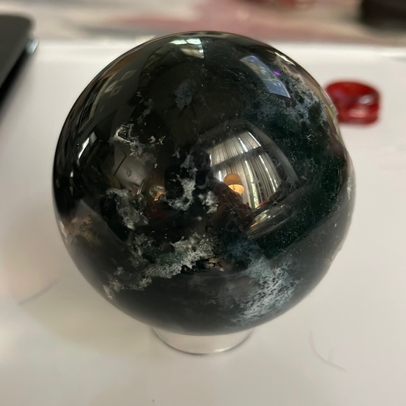 3 Inch Amazing Druzy Moss Agate Sphere - Picture 2 of 3
